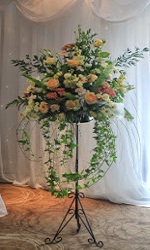 Peach Pedestal weddings Flowers